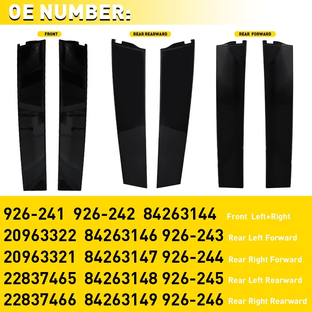 Gloss Black Window B Pillar Posts Trim Cover For Chevy Tahoe GMC Yukon 2015-2020