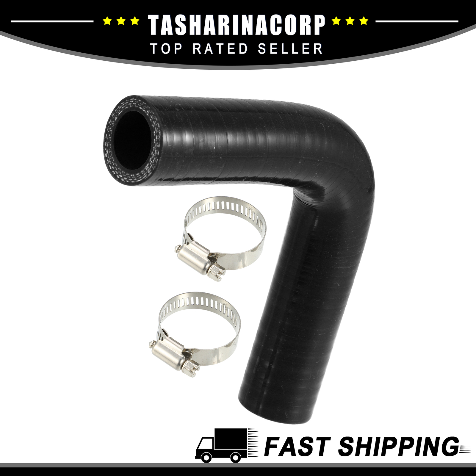 Universal Piece of 1 19mm 0.75″ ID 90 Degree Elbow Hose Black Intercooler Intake