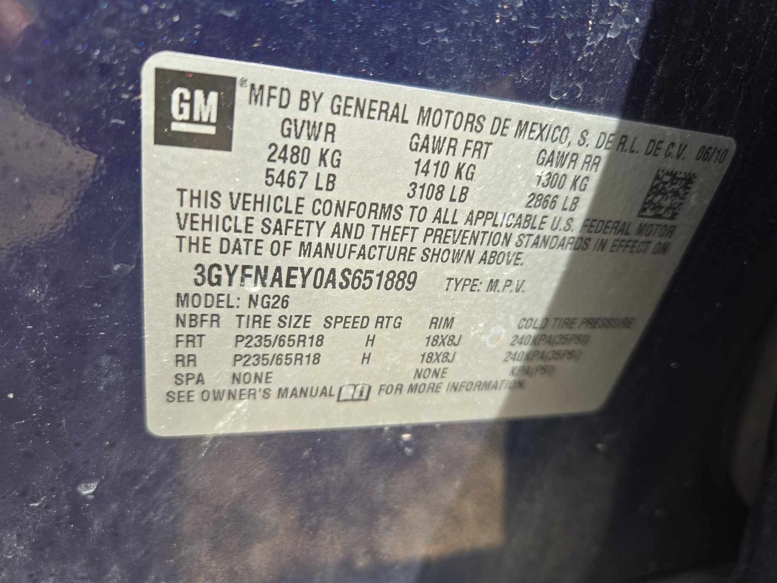 Used Rear Right Door Assembly Rear Side fits: 2010 Cadillac Srx Rear Right Grade