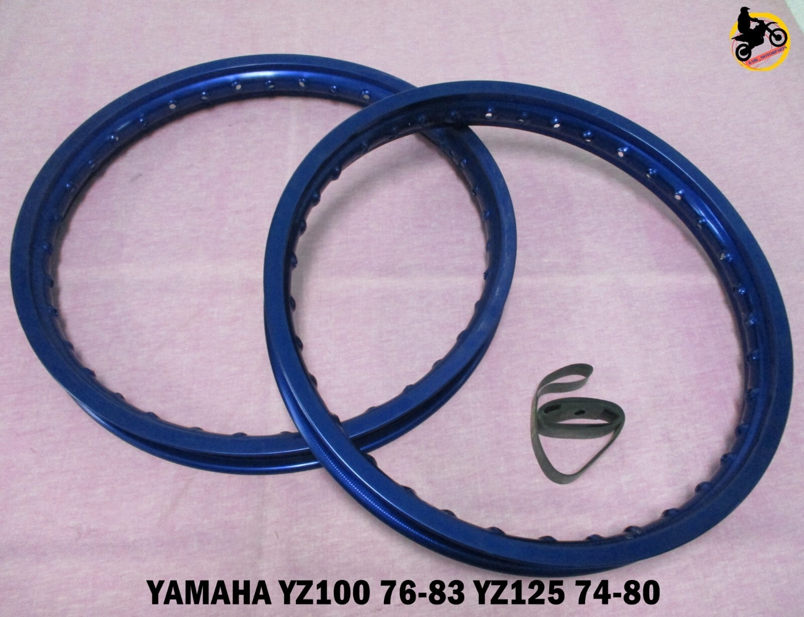 FIT YAMAHA YZ100 76-83 YZ125 74-80 ALU BLUE F+ R WHEEL RIM SET *nan3822*
