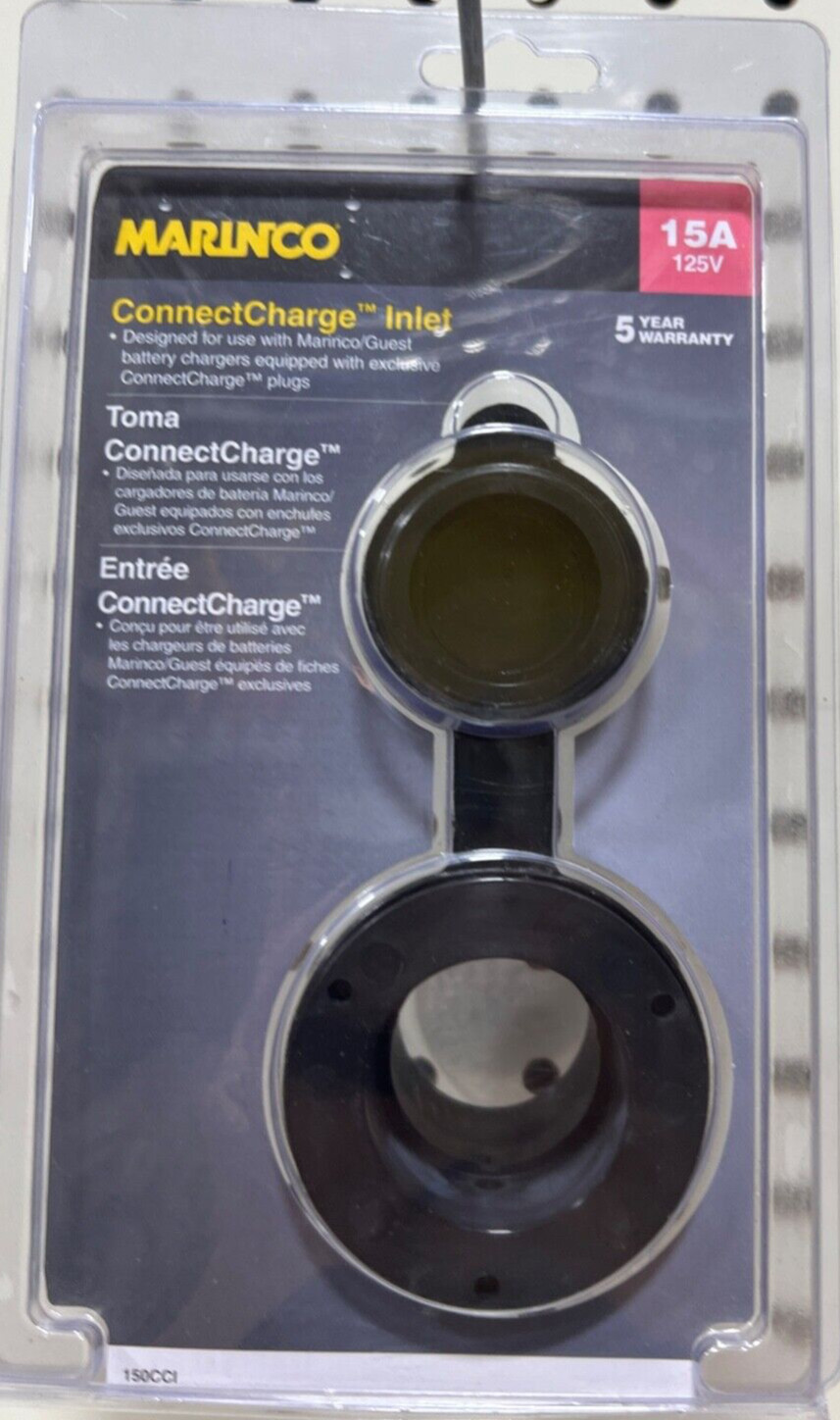 MARINCO Guest Boat Connect Charge Inlet 15A 125V Matte Black 150CCI