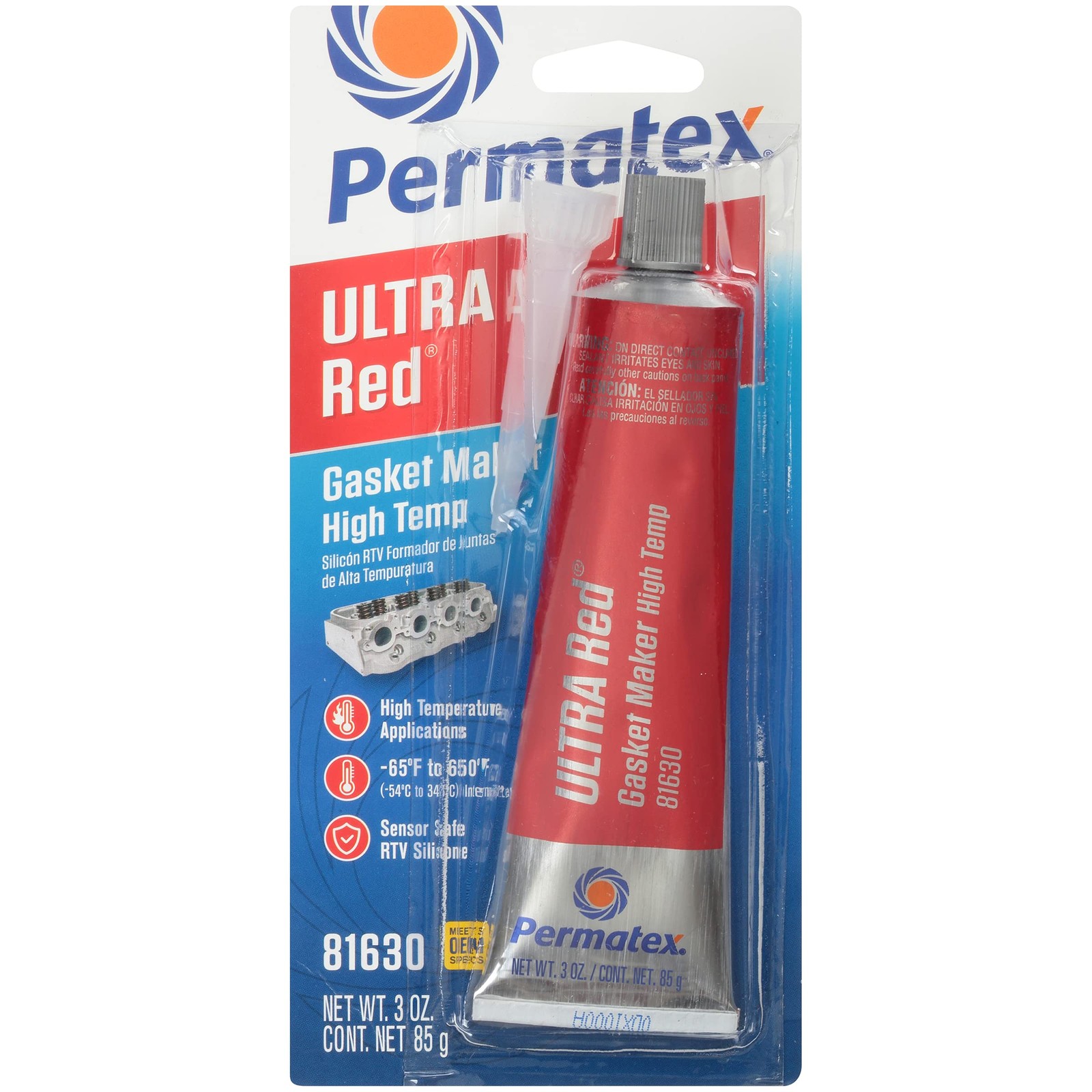 HighTemp Gasket Maker 3 oz Red Silicone Sealant Compound Engine Repair Glue