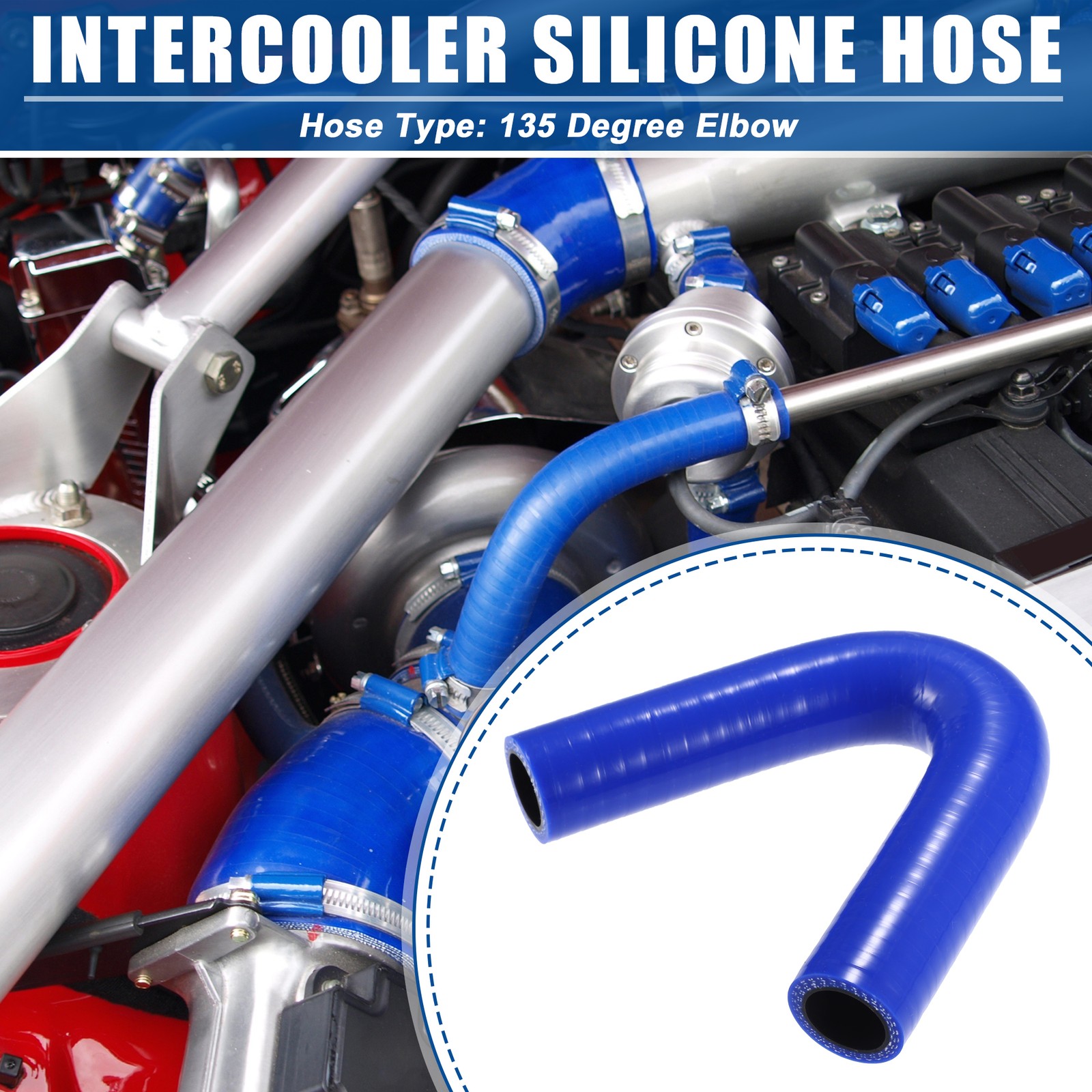19mm 0.75″ 135 Degree Auto Elbow Coupler Silicone Hose Intercooler Tube Blue