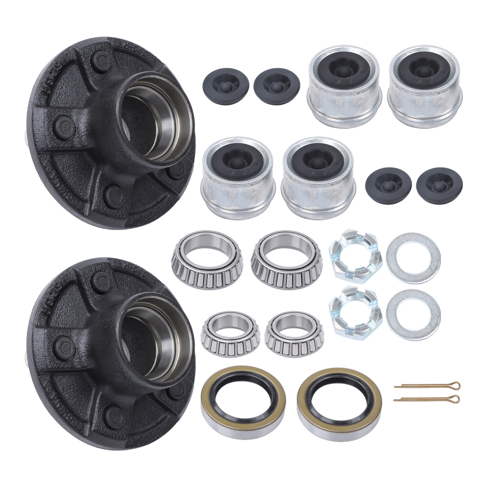 2 sets Trailer Hub Kits 5 on 4.5 For 3,500 lbs 1-1/16’‘ to 1-3/8’’ Tapered Axle