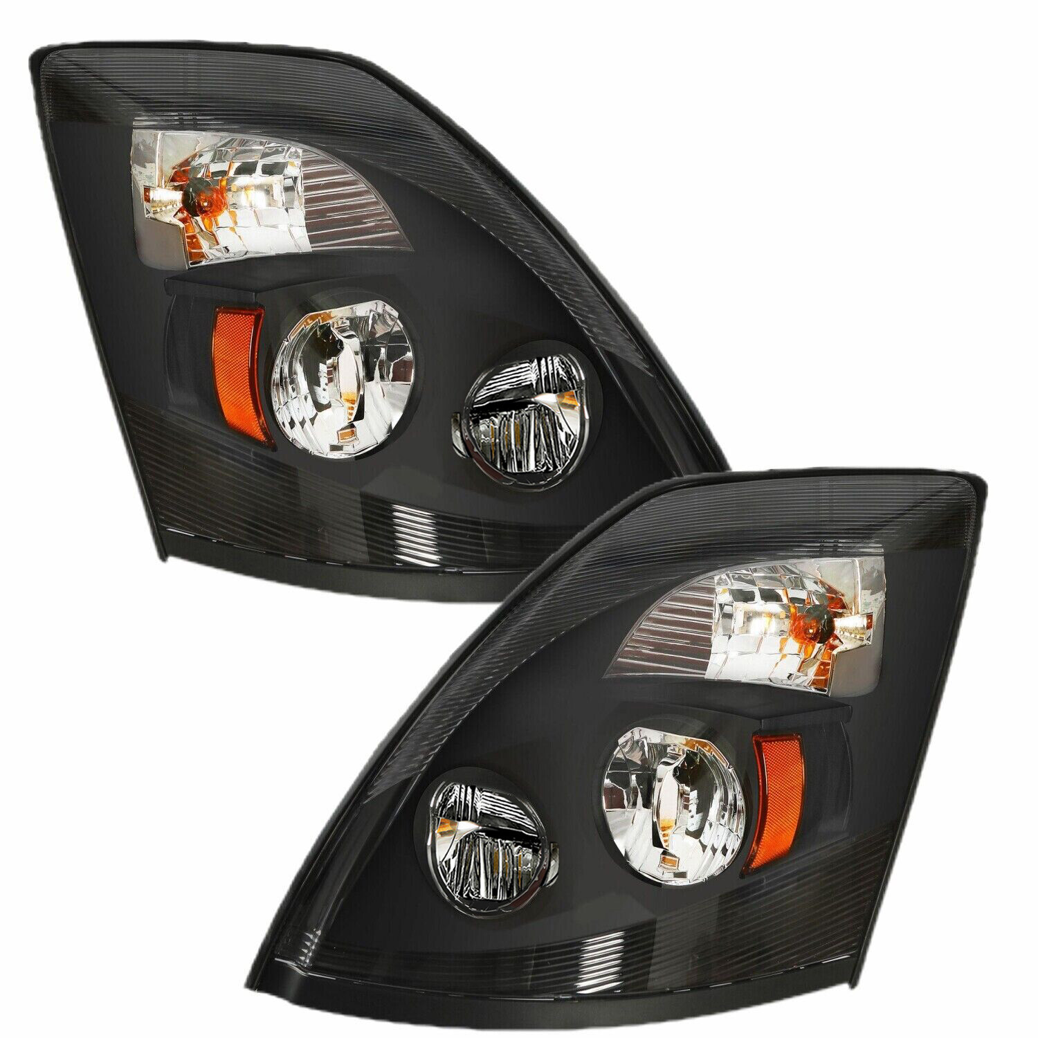 For 2004-2017 2018 Volvo VNL LED Headlights Headlamps Black Housing Left&Right