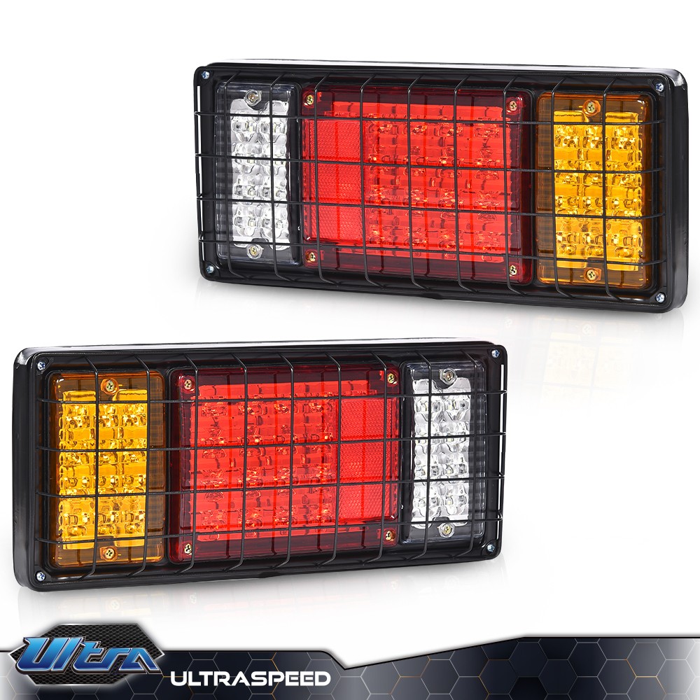 Pair Trailer Tail Light Kit 40 LED Running Brake Turn Signals Reverse lights