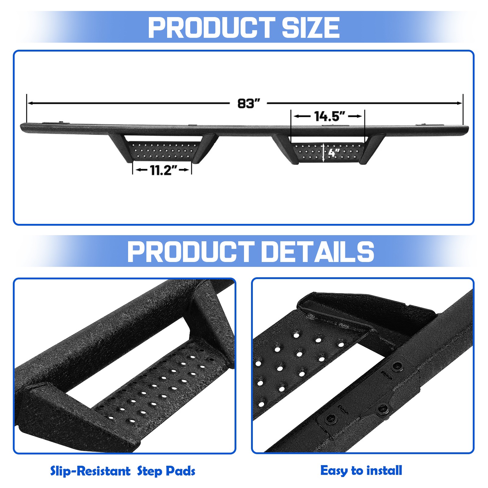 Drop Step For 20-24 Jeep Gladiator JT 4 DR Running Board Nerf Bar Side Proctive