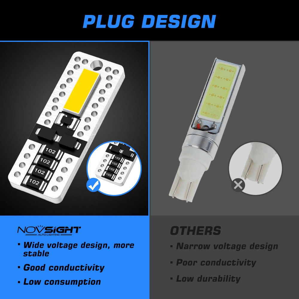 2x T10/194/168 White LED License Plate Interior Light Bulbs Super Bright 6500K