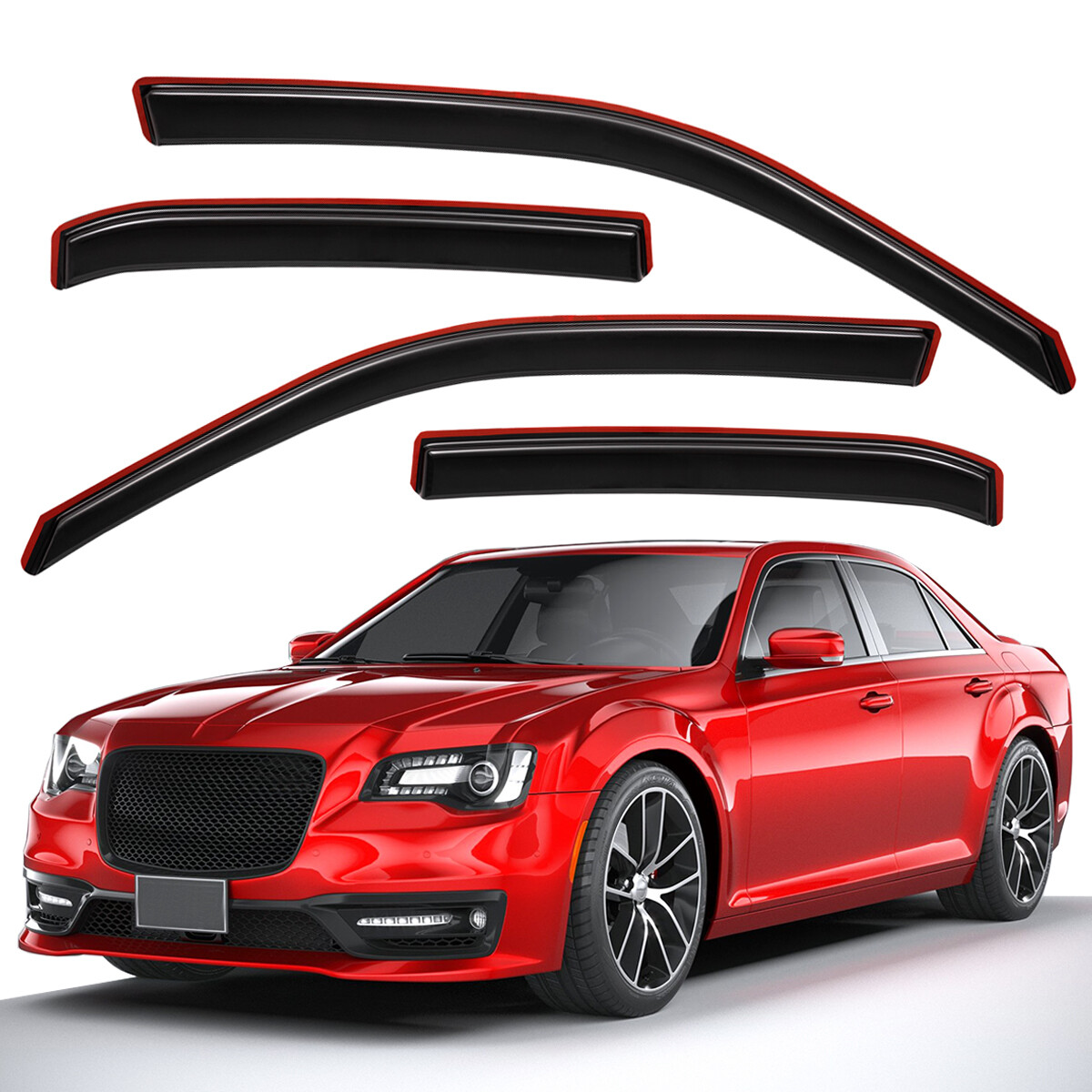 In-Channel Window Visors Wind Deflectors Rain Guards Fits 2011-2023 Chrysler 300