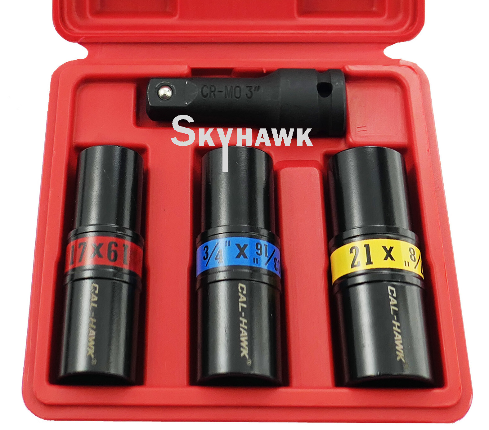 4-pc. 1/2″-Dr. Flip Impact Lug Nut Thin Wall Back and Front Socket Metric/SAE