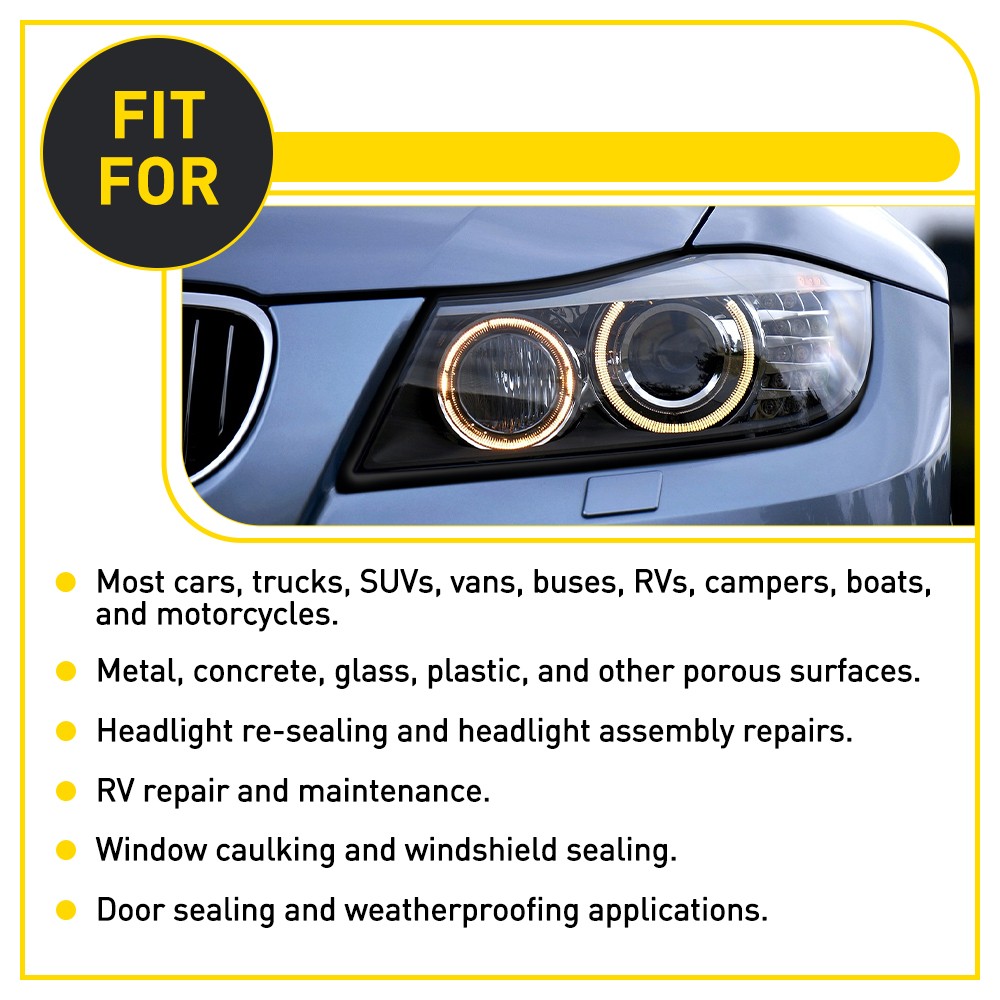 Car 4M/13ft Tape Rubber Glue Headlight Sealant Retrofit Reseal Headlamps Door