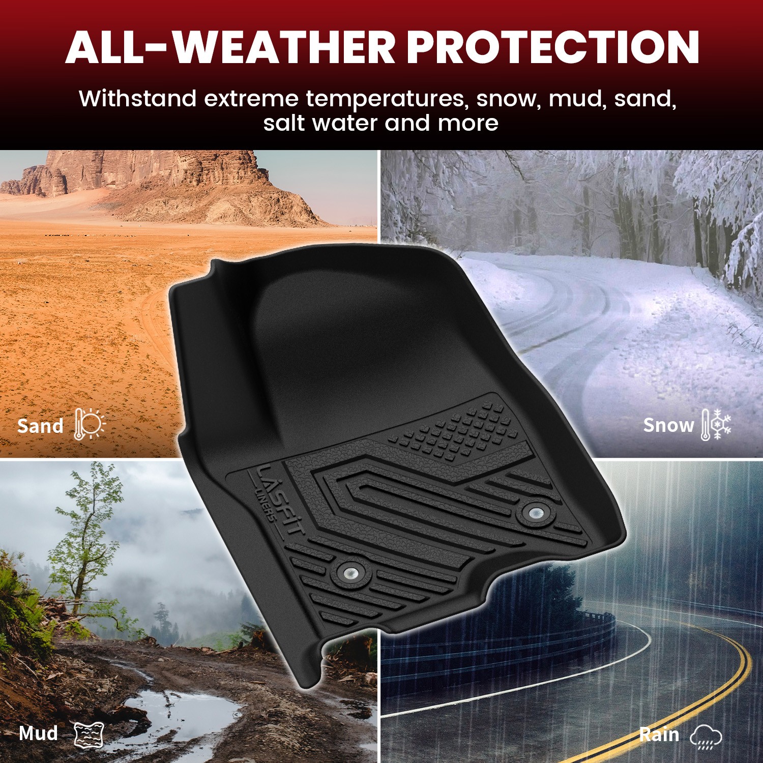 Floor Mats & Cargo Mat for Chevy Suburban 2000-2006 / 2015-2026 TPE Black Liners