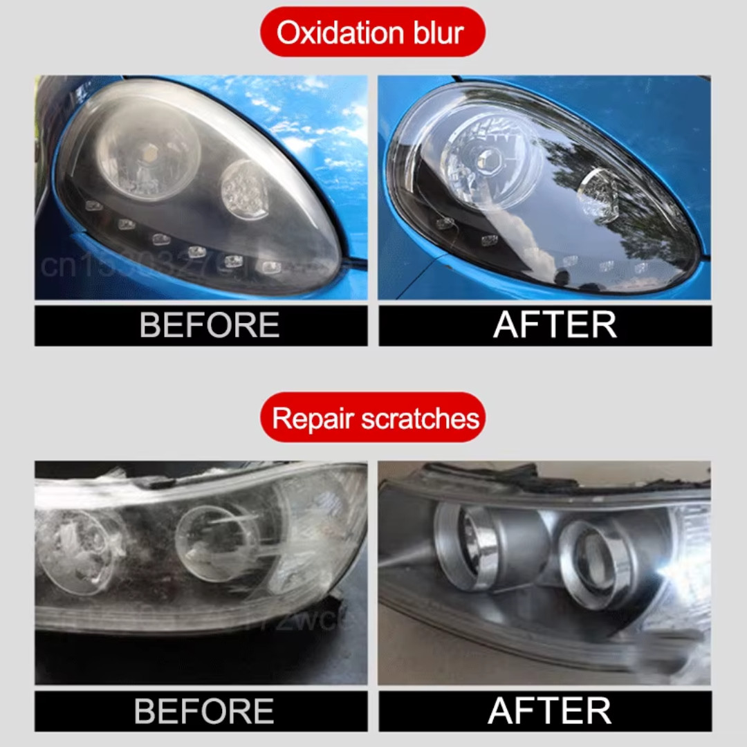 Car Headlight Restoration Set Fluid Repair Kit Plastic Light Polish Cleaner Fast