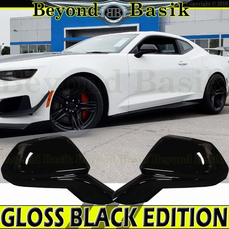 2016-2022 2023 2024 Chevy Camaro GLOSS BLACK Mirror COVERS w/o Turn Signal Hole