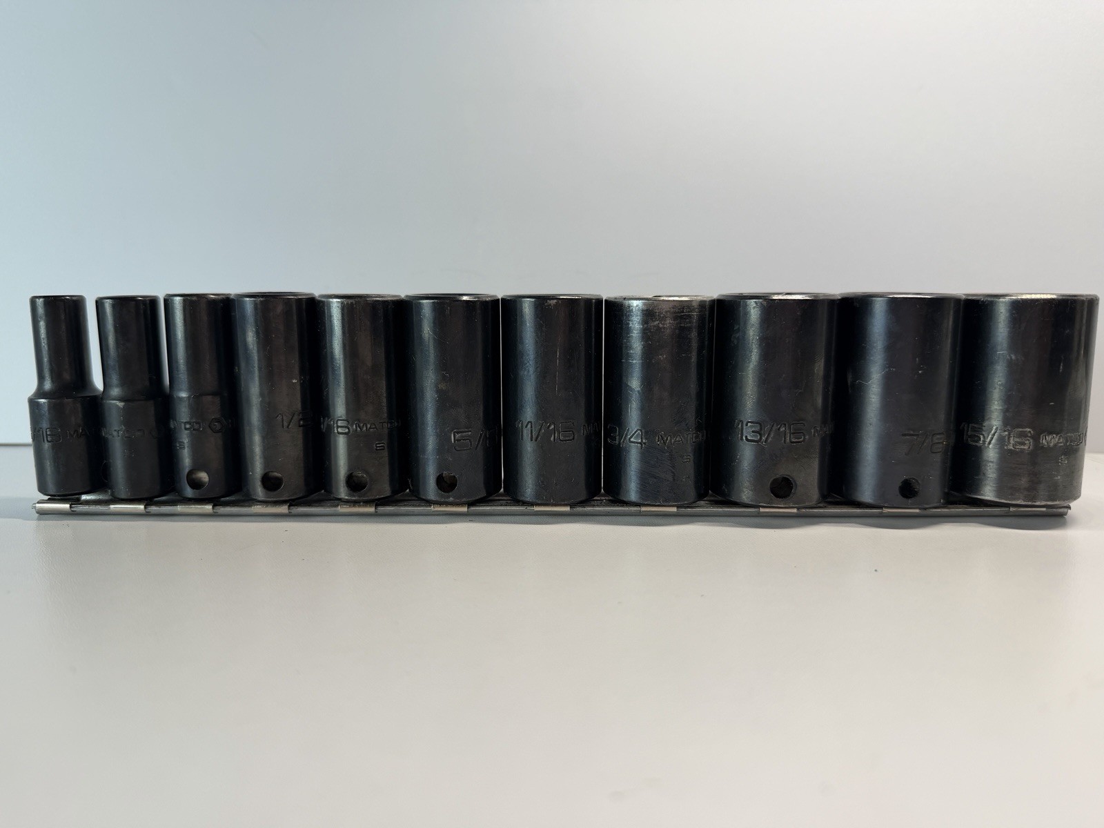 Matco Tools 11 Piece 3/8” SAE Drive 6 Point Mid-length Impact Socket Set
