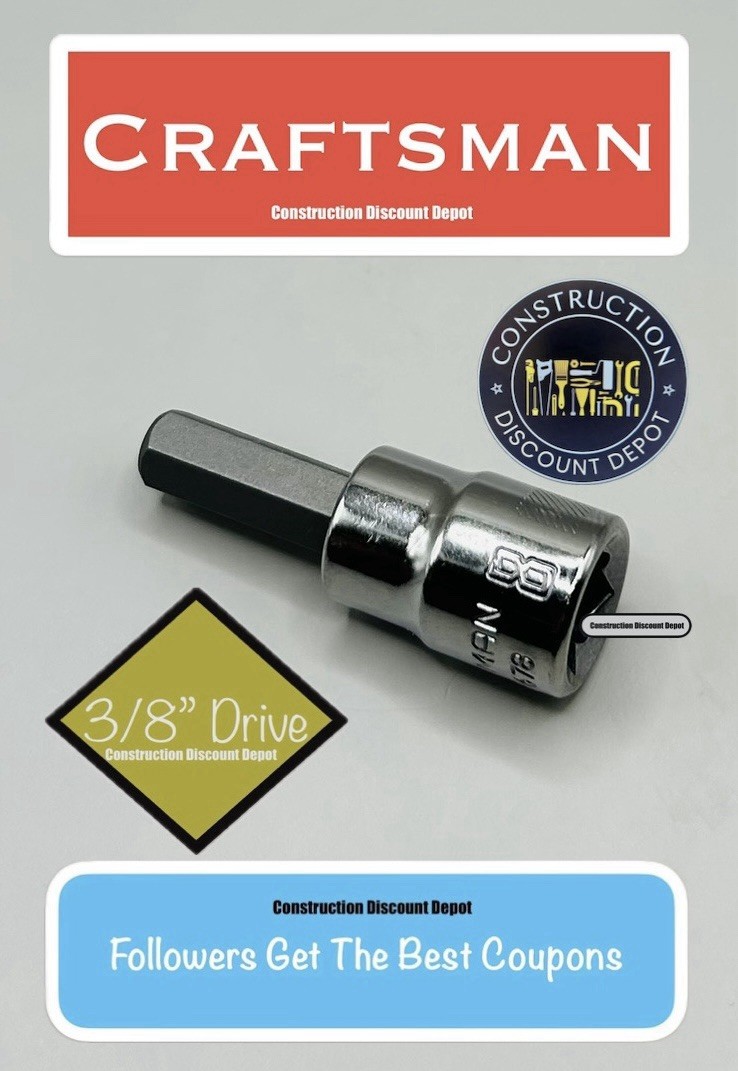 8mm CRAFTSMAN CMMT42678 Hex Allen Bit 3/8-in Drive Shallow Socket Ratchet
