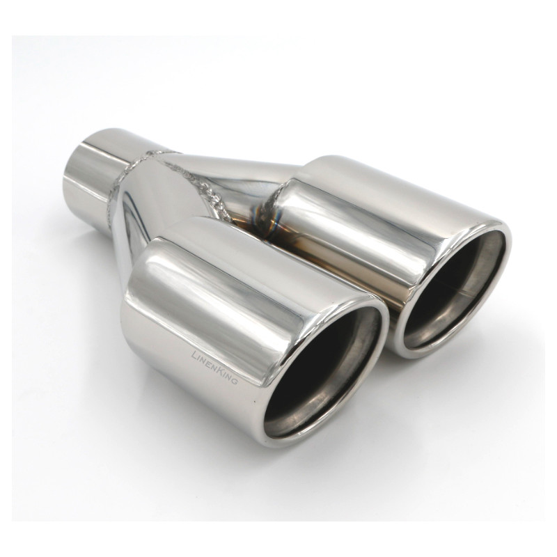 2.25″ IN 3” OUT 9.5” Length Stainless Steel Exhaust Dual Pipe Tip Angle Cut