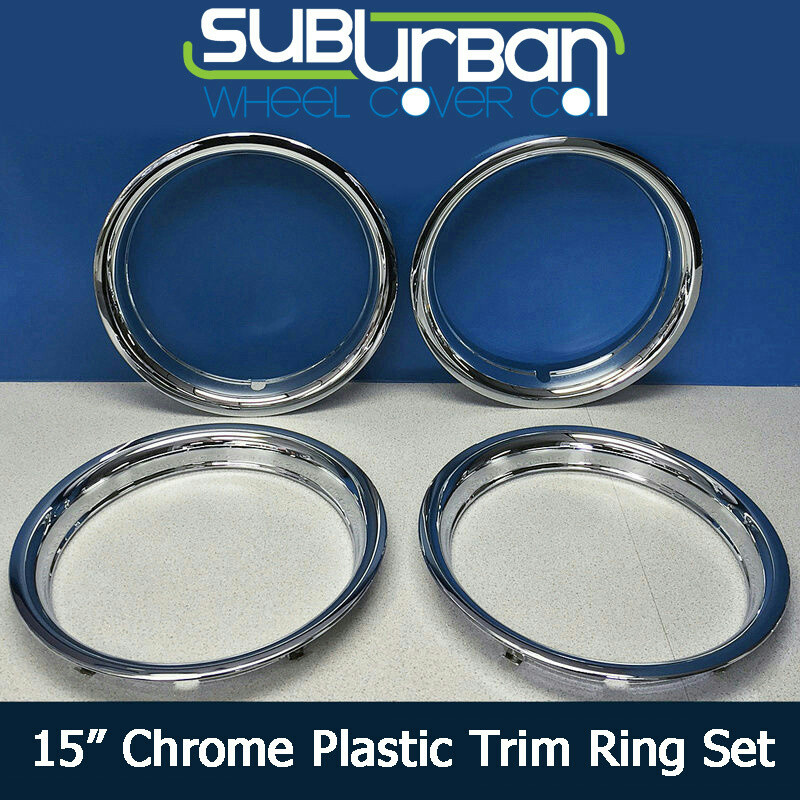 15″ Chrome ABS Plastic Trim Rings 1 3/4″ Depth Beauty Rings # 1515P by CCI SET/4