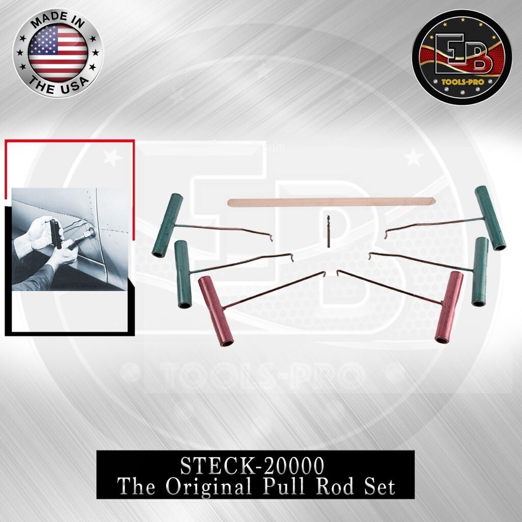 8pc Steck 20000 Original Pull Rod Set USA – Pick Pulls, Straight Edge, Drill Bit