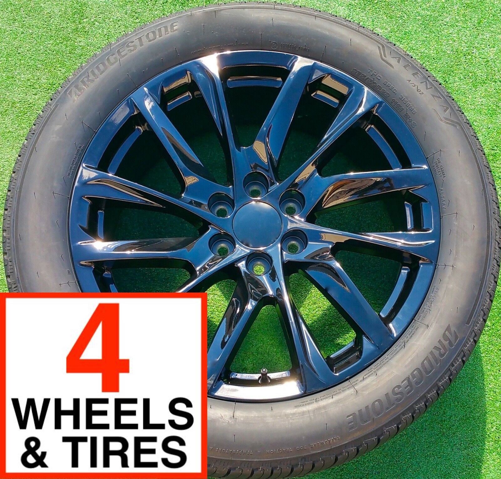 4 Black 22 Wheels 75% Bridgestone Tires Escalade Yukon Tahoe OEM Factory GM Spec