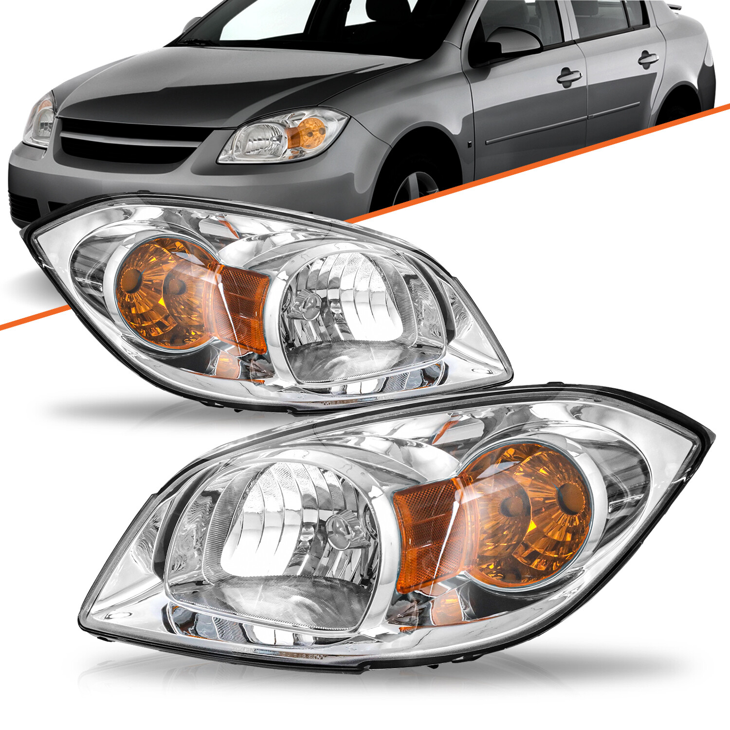 For 05-10 Chevy Cobalt 07-10 Pontiac G5 05-06 Pursuit Headlights Headlamps Pair