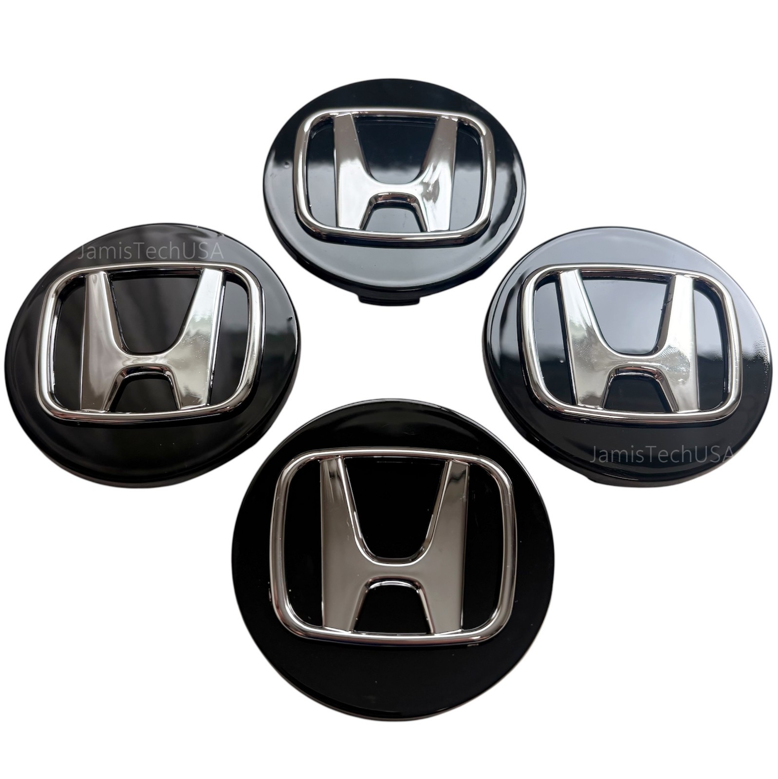 HONDA Set Of 4 Wheel Center Caps 69MM / 2.7 Inches Rim Hubcaps BLACK