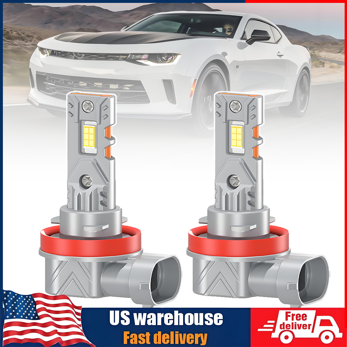 2x H11 LED Headlight Bulbs Low Beam 12000LM 6000K For Chevrolet Camaro 2014-2018