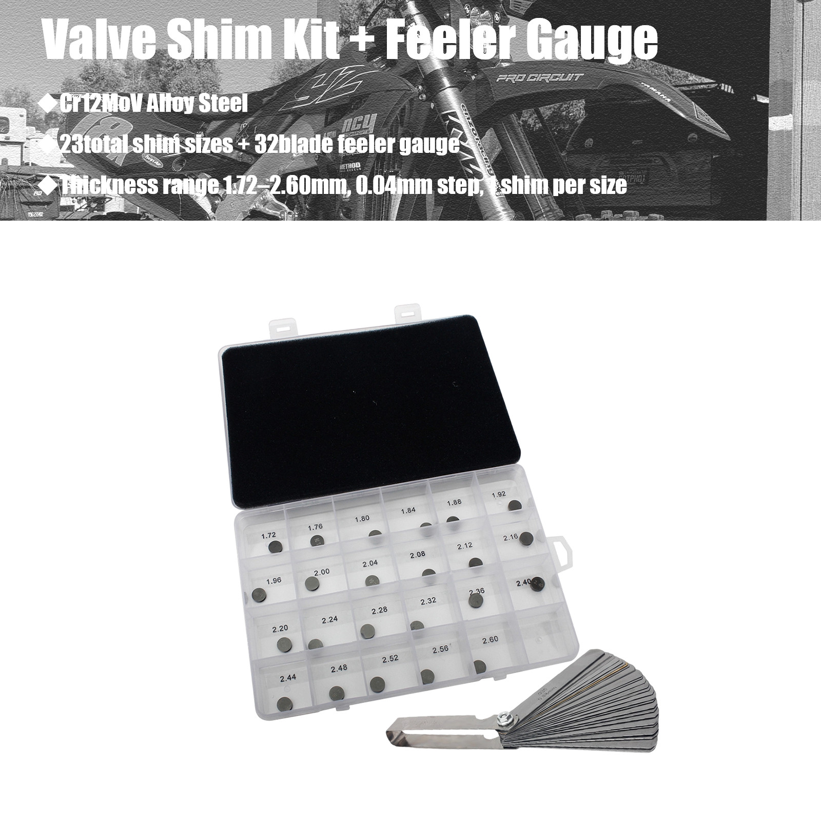 Valve Shim Kit 8.90mm 1.72-2.60mm FOR SX-F 505 XCF 2008-2009 SX505 2009-2011