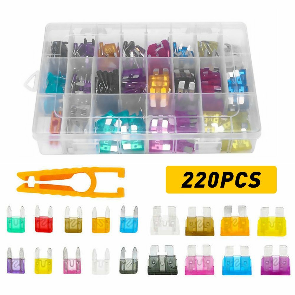 220 Pcs Car Blade Fuse Assortment Assorted Kit Blade Set Auto Truck Automotive