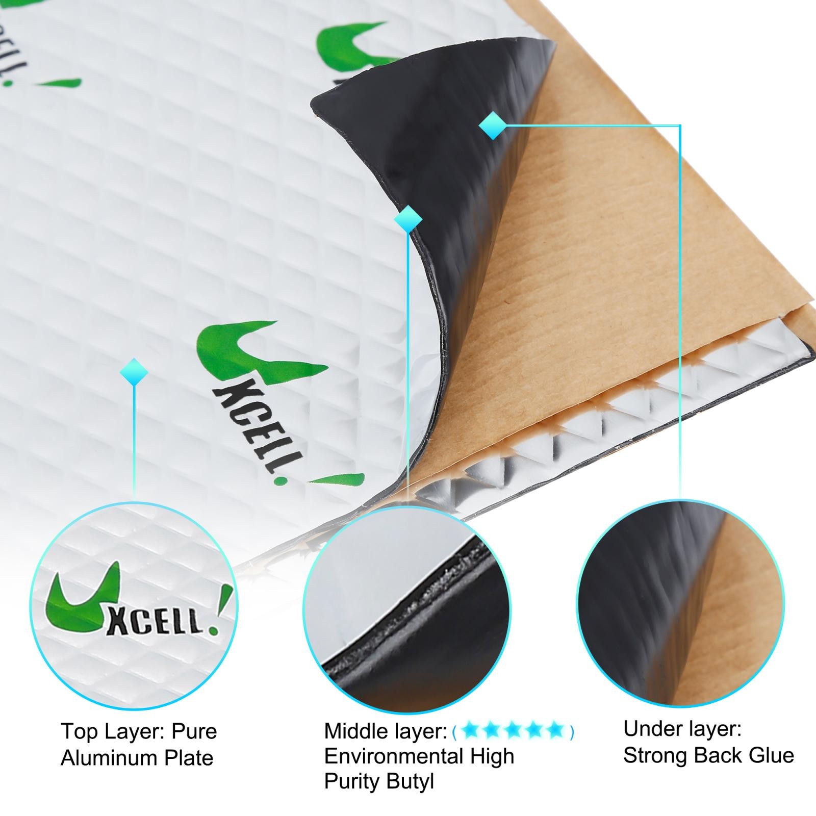 17pcs 80mil 18sqft Car Sound Deadener Heat Insulation Mat Roof Sound Barrier