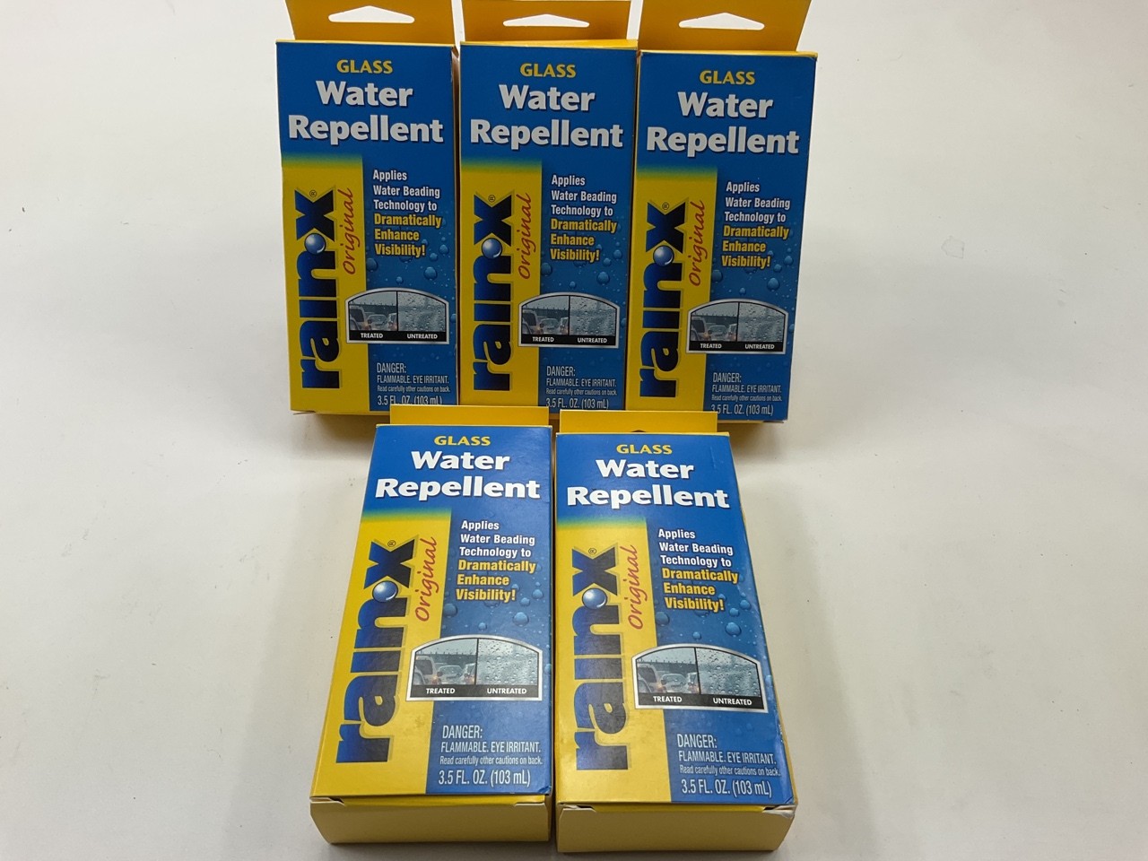 (5) Rain-x 800002245 Glass Treatment Clear Water Repellent, 3.5 Oz Bottles