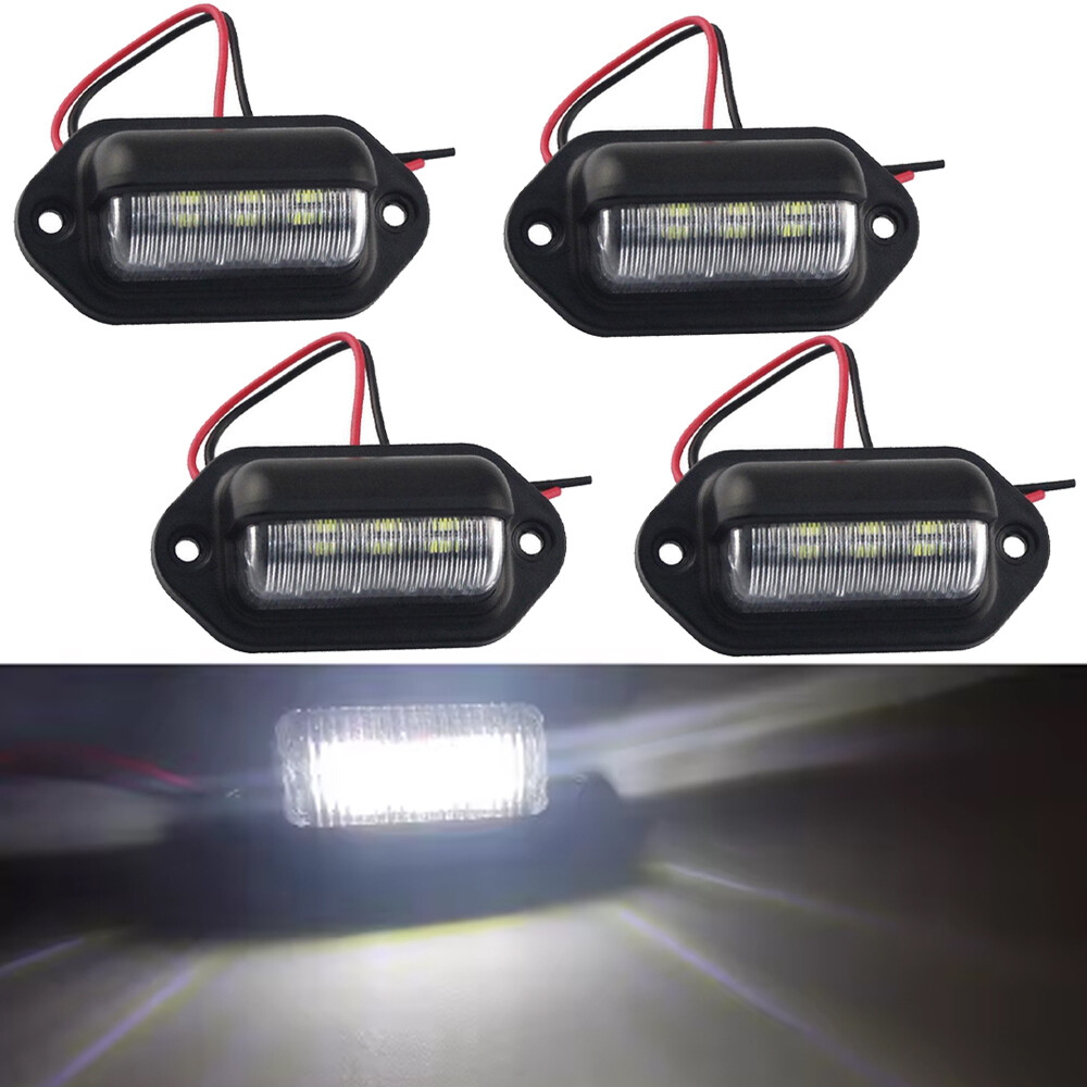 4Pcs Universal LED License Plate Tag Light Lamp White For Truck SUV-Trailer RV B