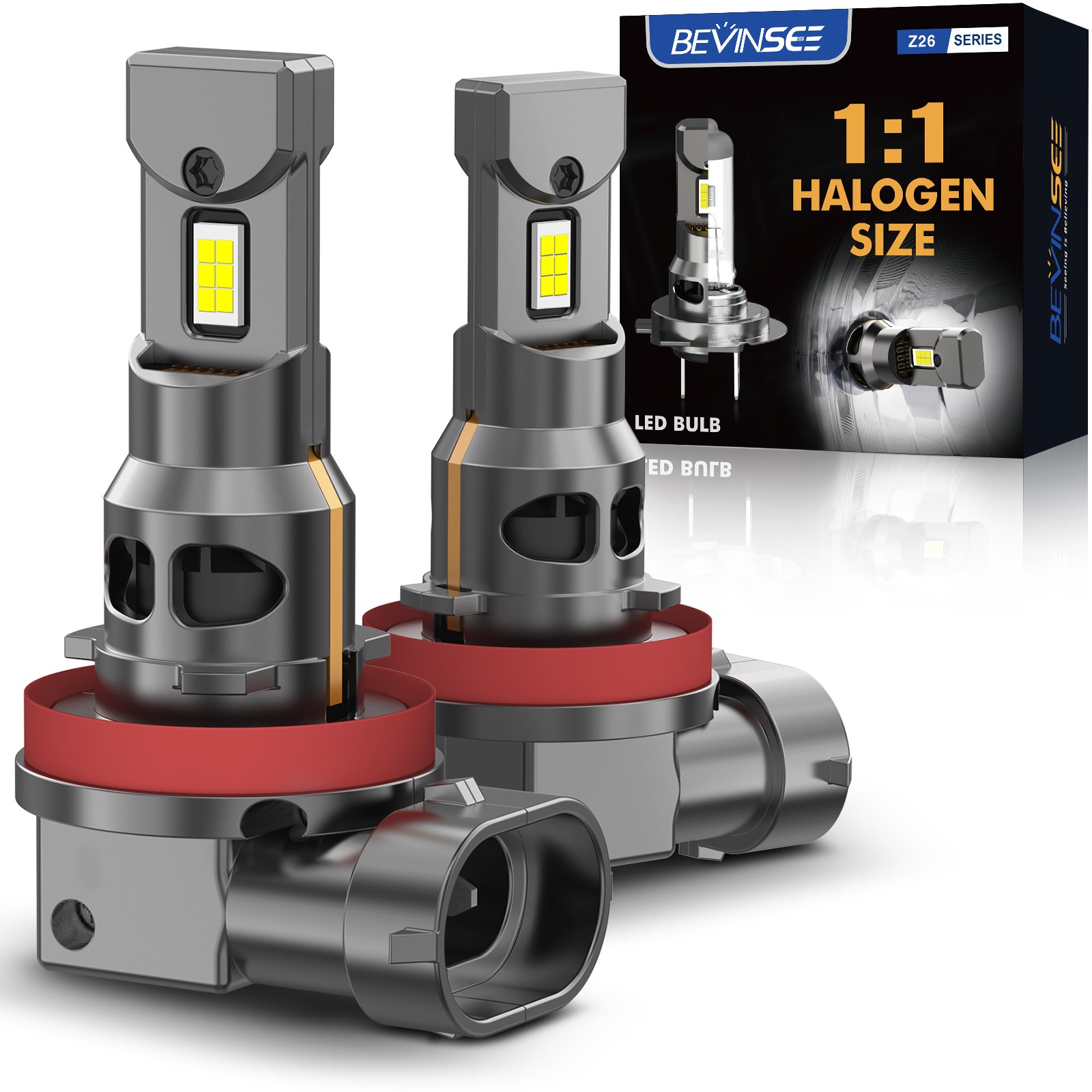 Bevinsee Z26 H8 H11 LED Headlight Bulbs Fog Light Canbus Error Free 6000K Bright