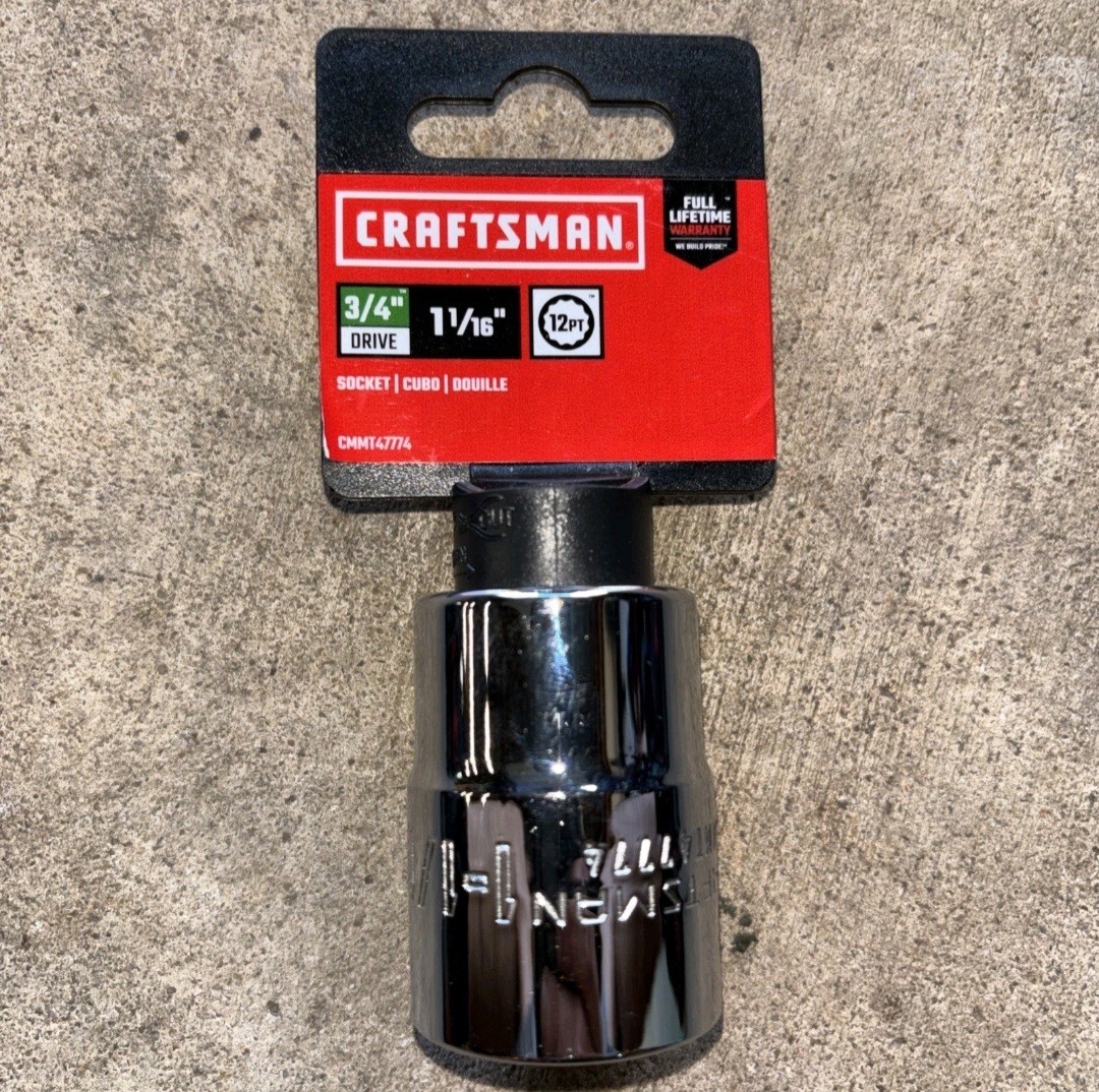 CRAFTSMAN Chrome Socket, 3/4-Inch Drive, 12 Point, 1-1/16 Inch (CMMT47774)