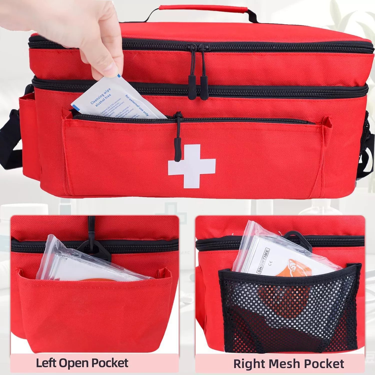 First Aid Bag Empty Secure Bottle Holder Storage Pouch Travel Medicine Organizer