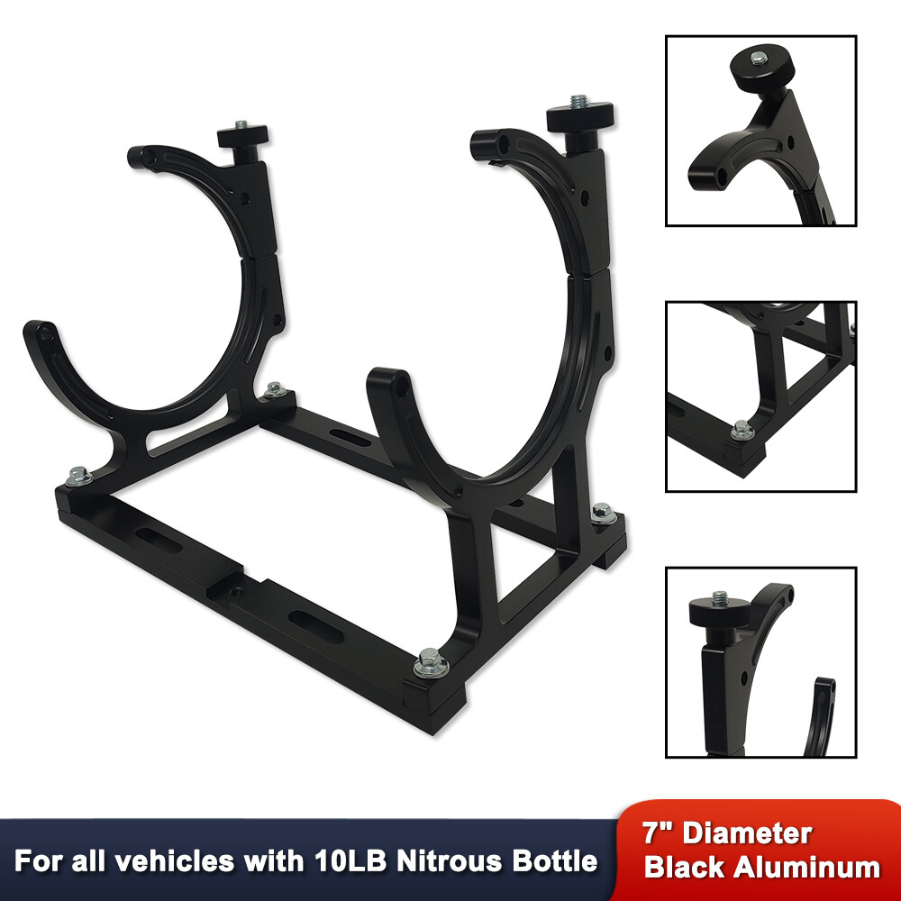7″ Aluminum Nitrous Oxide Single Bottle Holder Bracket Black Anodized