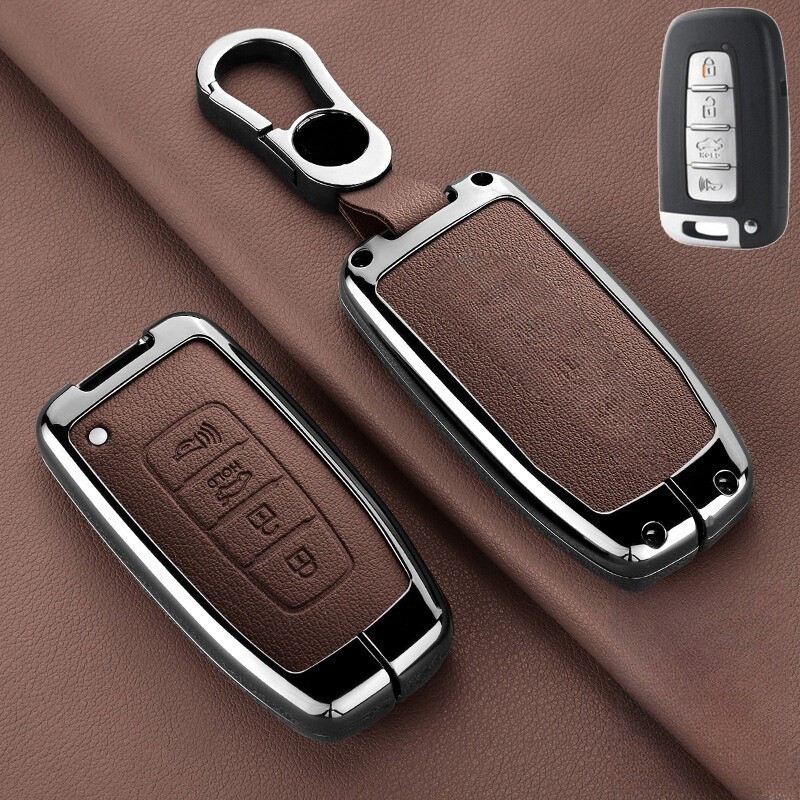 Zinc Alloy Leather Car Key Fob Case Cover For Kia Sportage Forte Optima Sorento