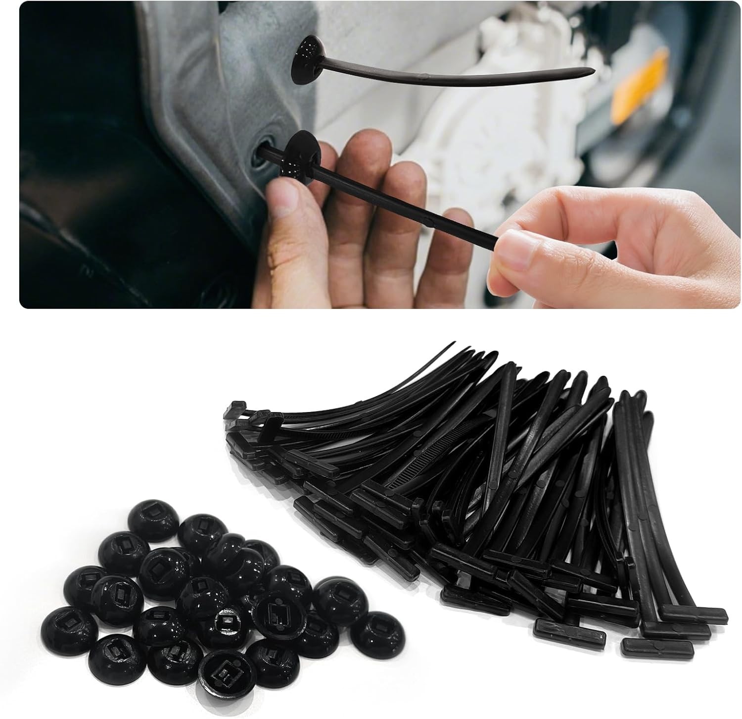 500 PCS-Universal Cable Tie Buckle, Heavy Duty Self-Locking Nylon Zip Tie Holder