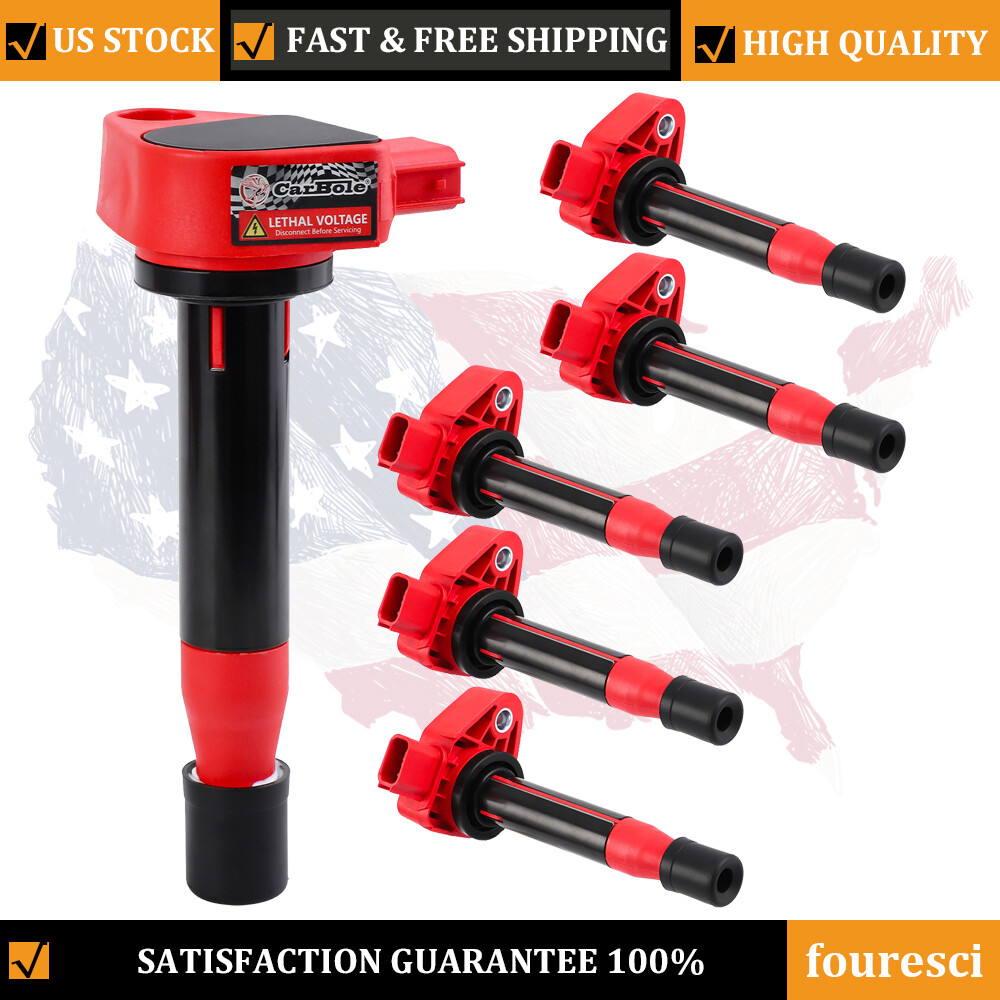Set of 6 UF242 Ignition Coils For 1999-2010 Honda Accord Odyssey 3.0 3.2 3.5L V6