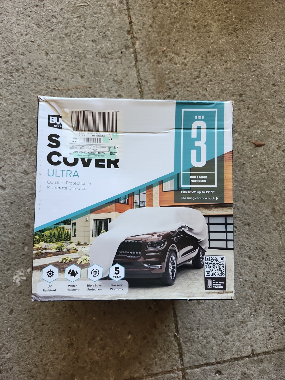BUDGE SUV Cover Ultra size 3 17.6’ X 19.1’. Outdoor Protection Moderate Climate