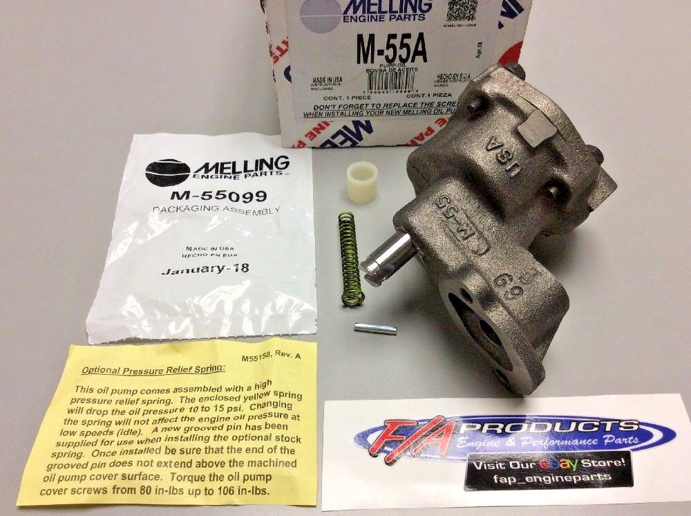 Small Block Chevrolet High PRESSURE Standard Volume Melling M55A Engine Oil Pump