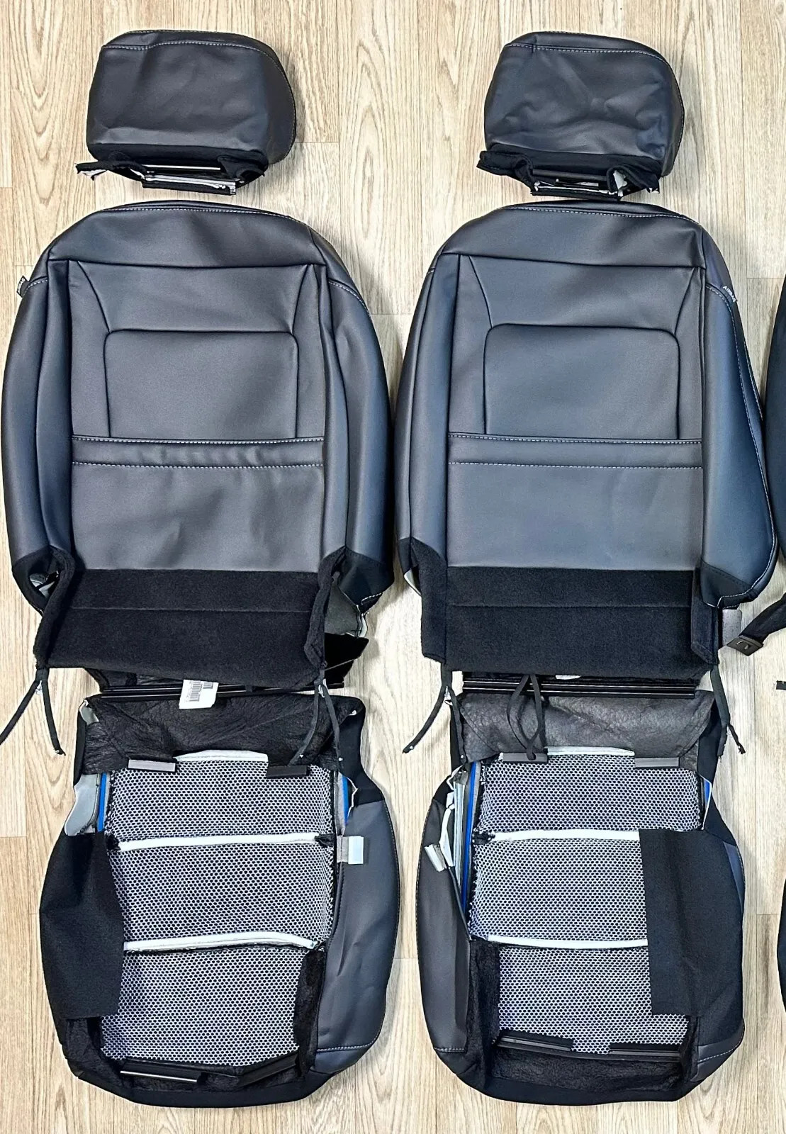 OEM FORD F150 FRONT LEATHER SEAT UPHOLSTERY GRAY PIPING FIT 2021 2022 2023 2024