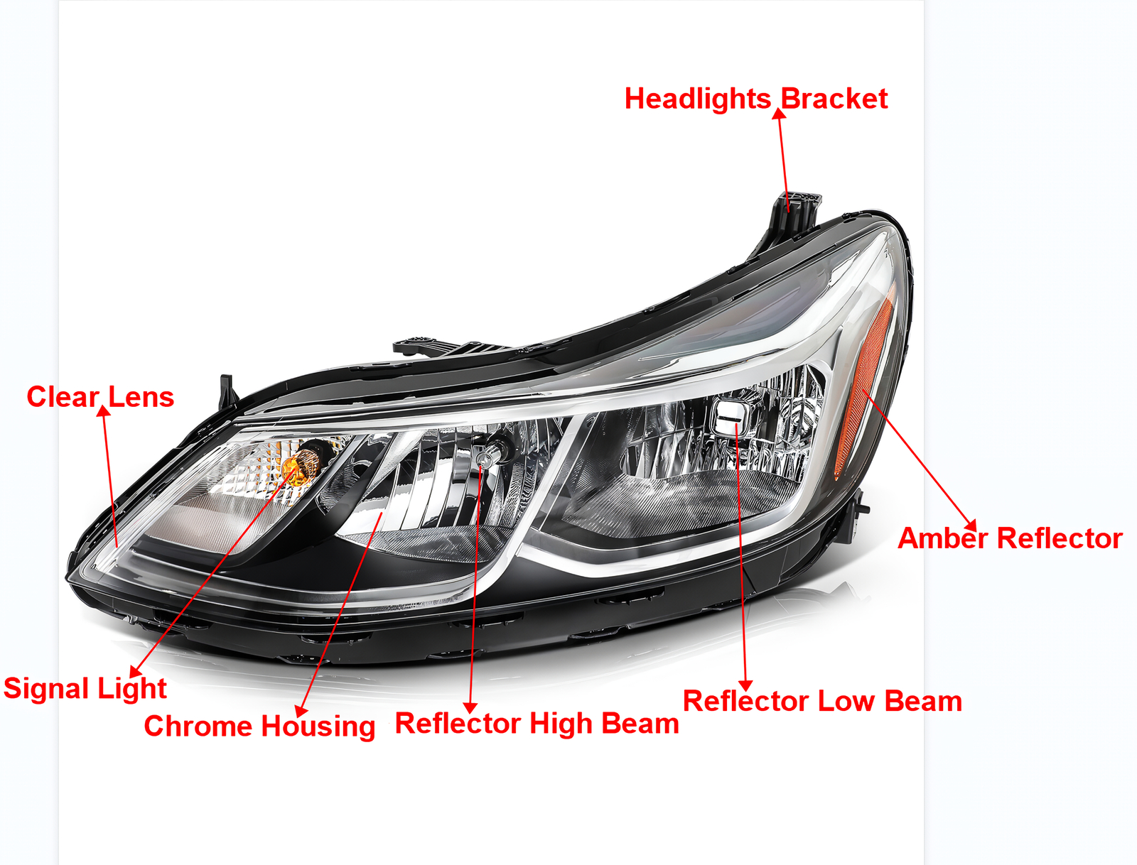 Chrome Headlight Assembly Set For 2016-2019 Chevrolet Chevy Cruze Hatchback 4-Dr
