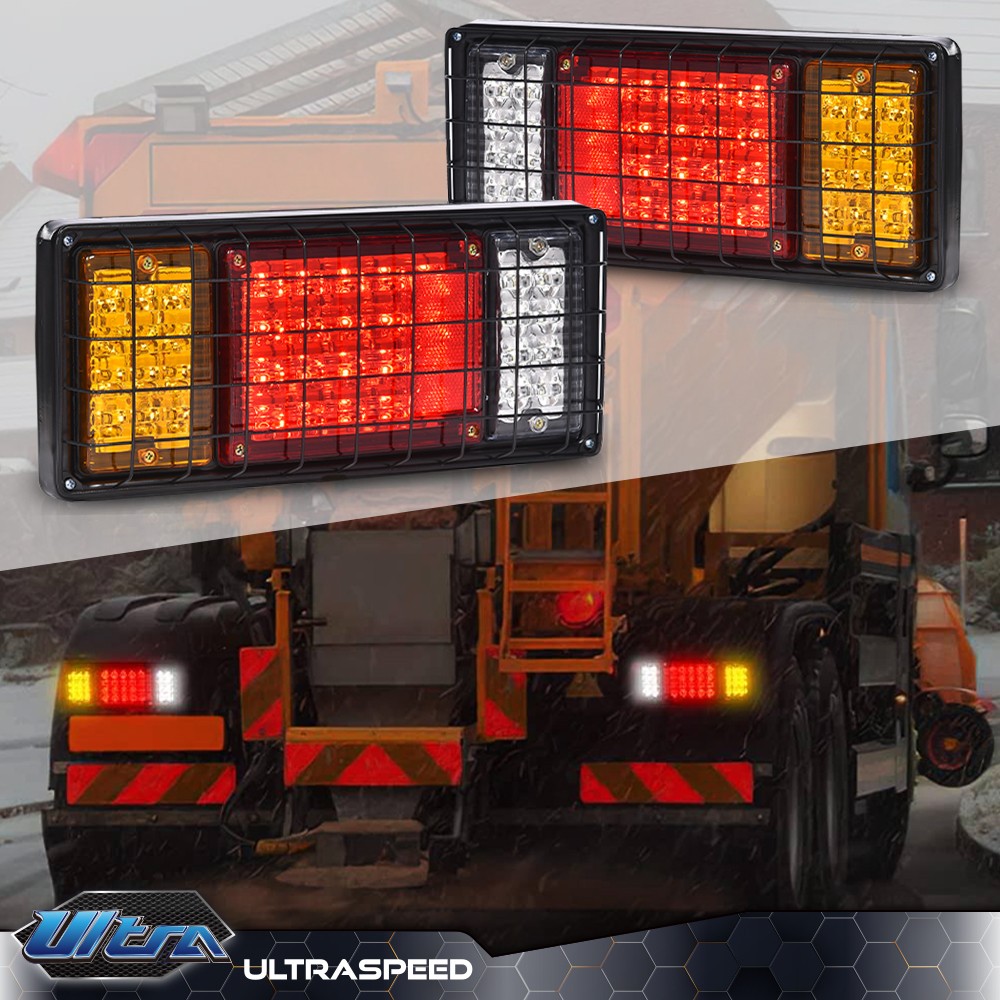 Pair Trailer Tail Light Kit 40 LED Running Brake Turn Signals Reverse lights