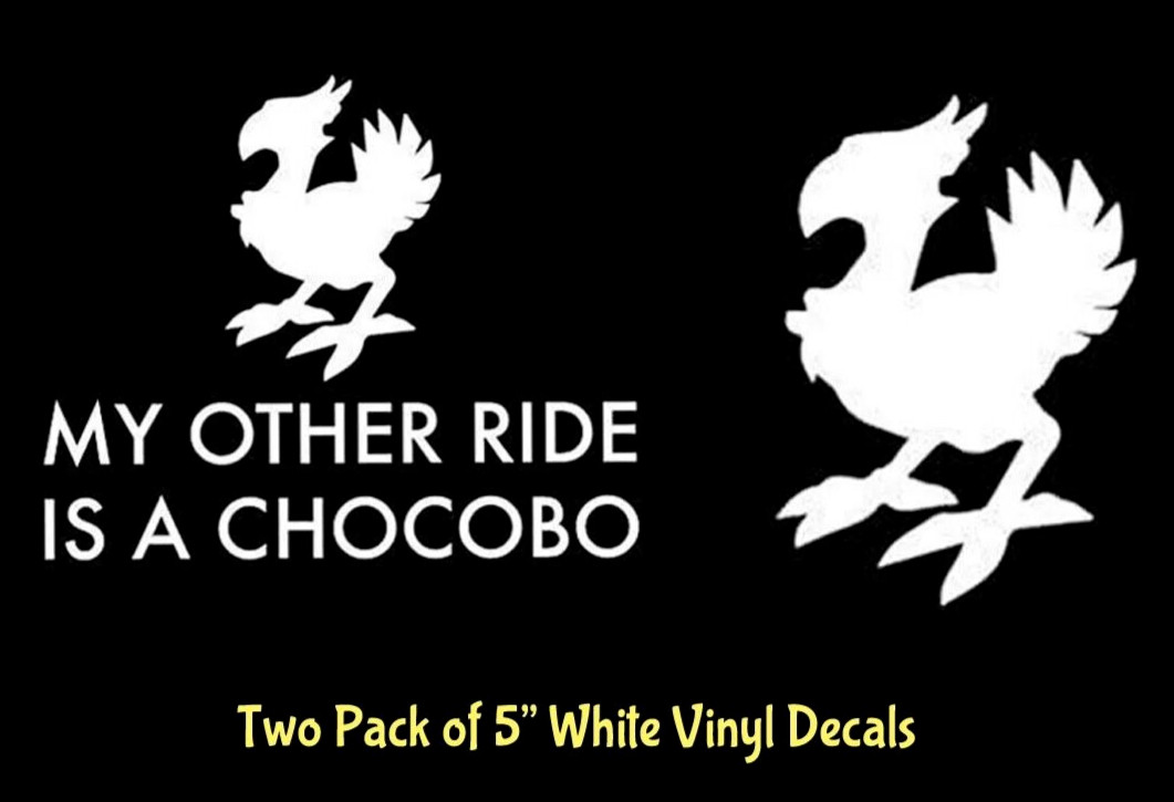 My Other Ride Is a Chocobo 2 Pack White Vinyl Decal Car Laptop Tumbler Tablet