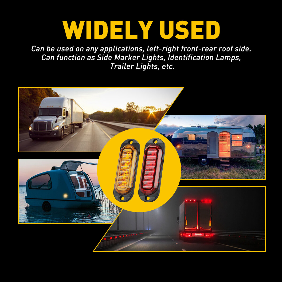 Amber Red White 4LED Side Marker Clearance Light Waterproof for Trailer Truck RV