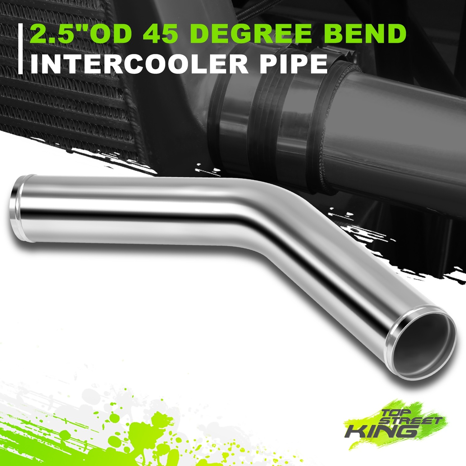45 Degrees Bend Piping 14 Gauge 2.5″OD Aluminum Exhaust Turbo Intercooler Pipe