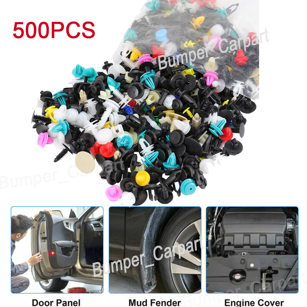 500Pcs Mixed Auto Car Fastener Clip Bumper Fender Trim Plastic Rivet Door Panel