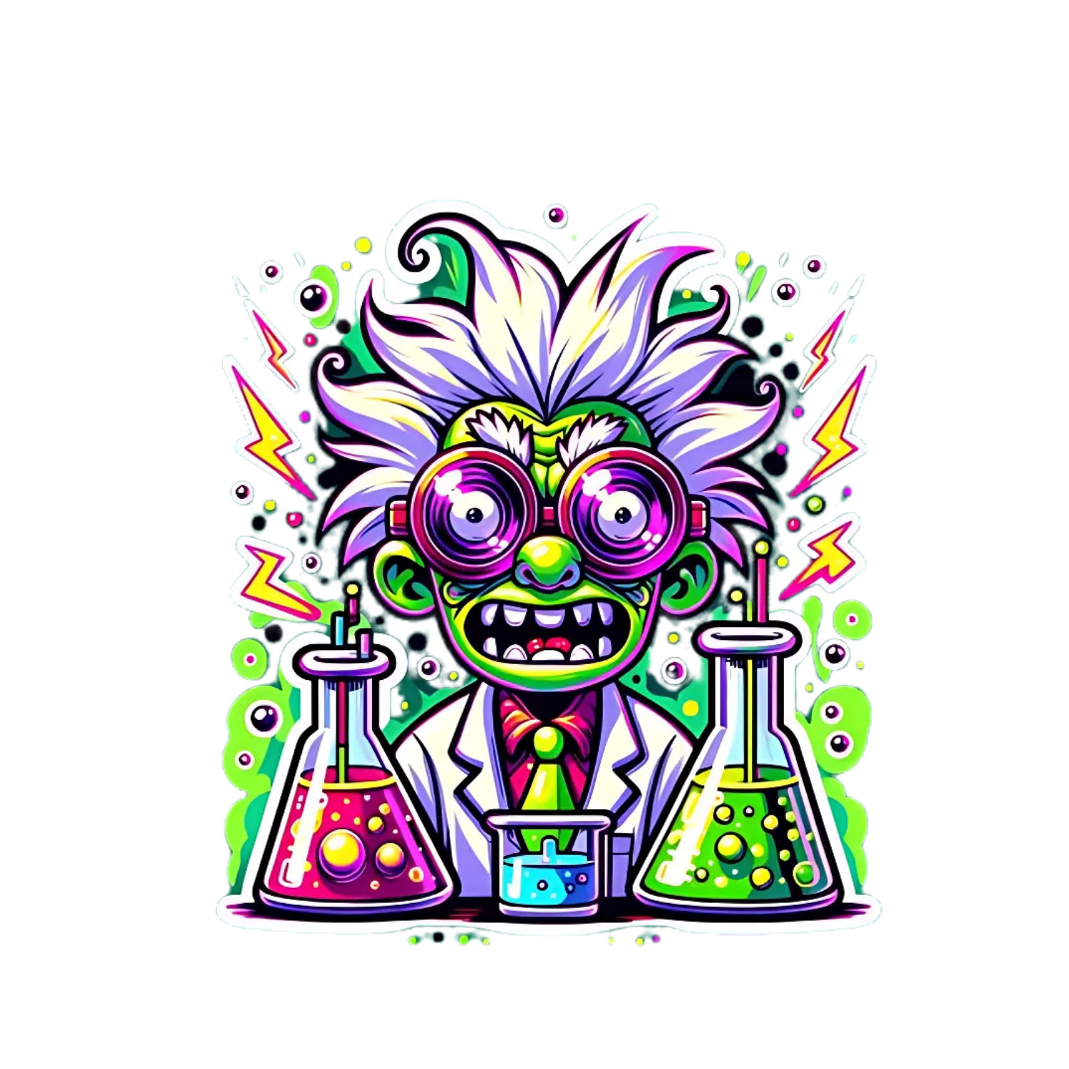 Mad Scientist Sticker (3 Inch) Street Art Urban Edgy Hip Hop Grunge Bold
