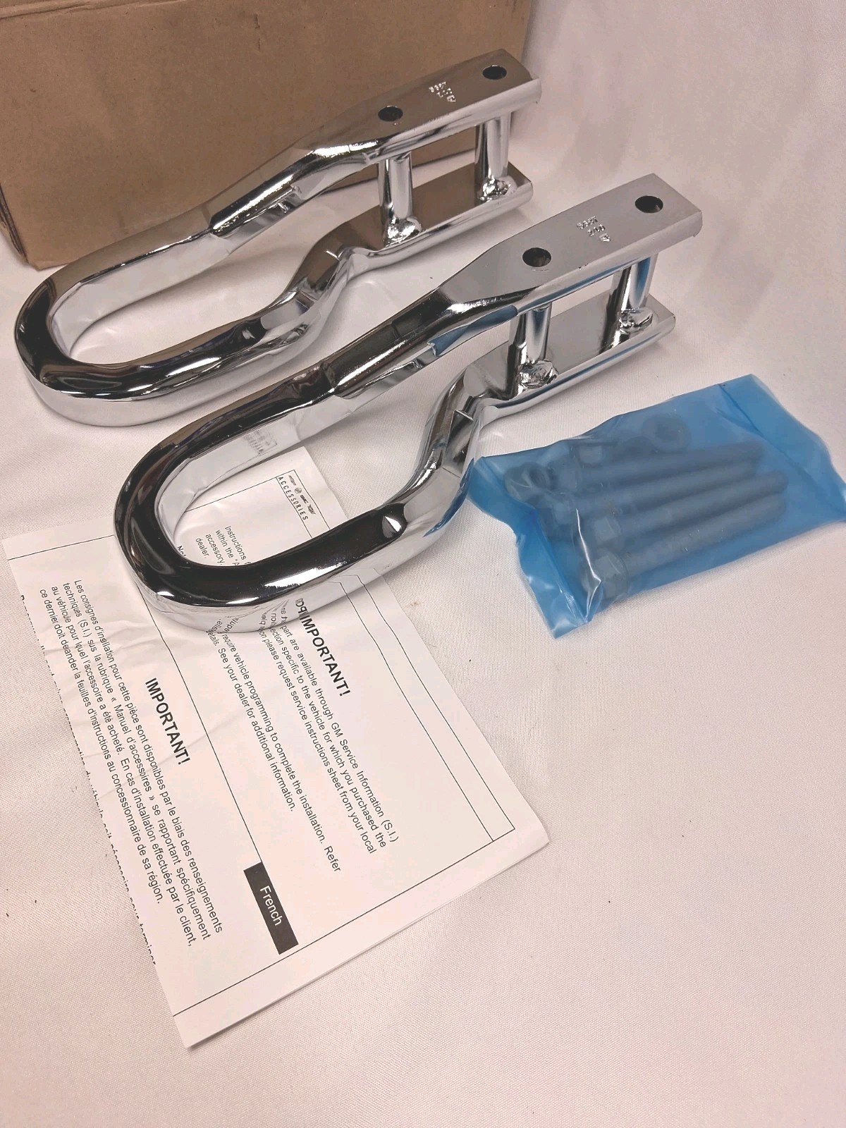 GM 84513882 2020-2024 GMC Sierra HD Front Chrome Tow Recovery Hooks Genuine OEM